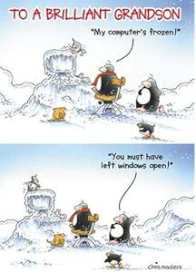 Biglietto di Natale umoristico di The Eric the Penguin Range - Hotmail, Frozen Computer - per lui