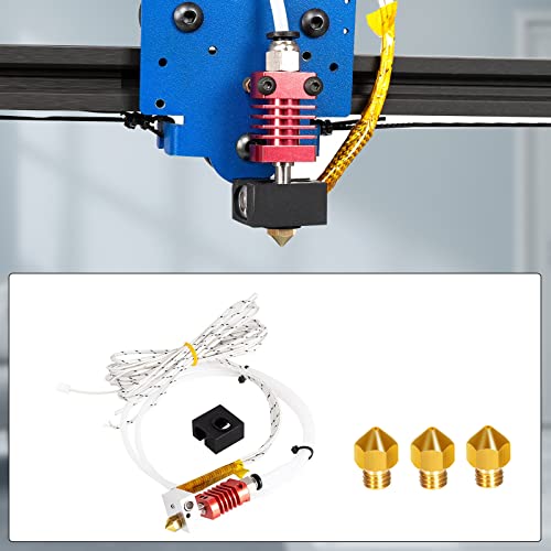MK10 Extruder Hot End Kit, 3 Stücke 0,4 mm 3D-Drucker-Düsen mit Aluminium Heizblock, NTC 100K Ohm Thermistor, 1m PTFE Schlauch 24V 50W, Kompatibel mit 3D-Drucker-Extruderteile X5SA/X5SA PRO/XY-2PRO