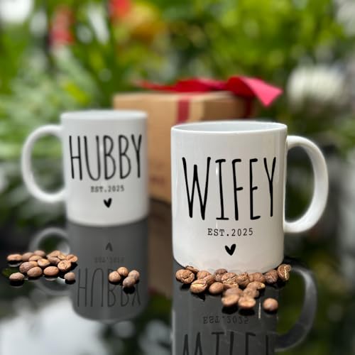 EST-2025-Hubby-Wifey-Mugs-Set-Wedding-Gift-for-Couples-EST-2025-Announcement-to-be-Newlywed-Mug-Promoted-to-Be-Hubby-Wifey-Wedding-Gift-Bridal-Shower-Couples-Valentine-Gift EST 2025 Hubby Wifey Mugs Set Wedding Gift for Couples EST 2025 Announcement to be Newlywed Mug Promoted to Be Hubby Wifey Wedding Gift Bridal Shower Couples Valentine Gift