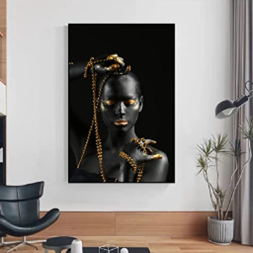 Tableau moderne africain avec détails dorés éclatants sur toile - 3