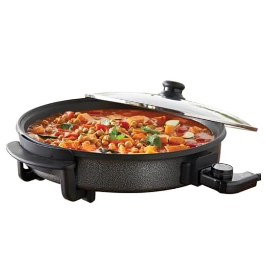 Quest 40cm Multi-Function Electric Cooker Pan with Lid/Adjustable Thermostatic Control/Non-Stick Aluminium Electric Frying Pan / 40 x 40cm Surface/Detachable Power Cable for Serving