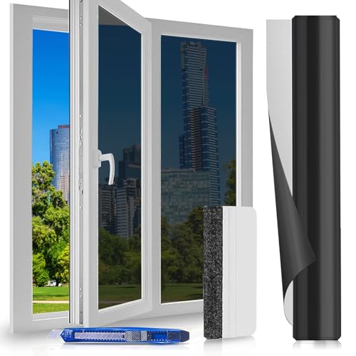 Lámina Protectora Solar para Ventana Interior, 60 x 200 cm, lámina para Espejo para Ventana, protección Visual, lámina de Espejo, autoadhesiva, protección contra Rayos UV, lámina Protectora de