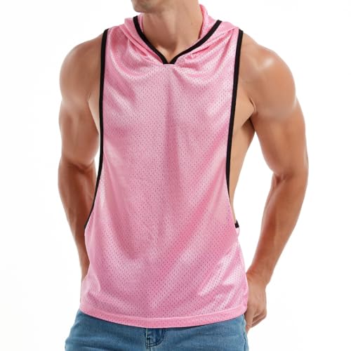 Men's Workout Hooded Tank Tops Bodybuilding Muscle Cut Off T Shirt Sleeveless Gym Hoodies2
