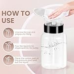 Nail Polish Remover Pump, YAMYONE 2 Pack Acetone Pump Dispenser, Alcohol Dispenser Push Down Empty Lockable Pump Dispenser Bottle for Nail Polish and Makeup Remover, 200ml(6.8oz) - Image 2