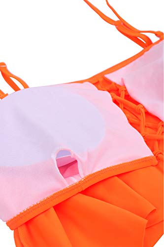 Sovoyontee Women's Plus Size Swimwear Two Piece High Waist Swimsuit Neon Orange Xl #TOP4