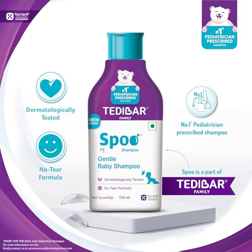 Image of Tedibar Rich Moisturising Baby Body Wash 250ml with Skin Friendly PH with Spoo Shampoo for Baby by Tedibar, 125ml | Gentle On Scalp | No. 1 Pediatrician Prescribed Shampoo for Kids