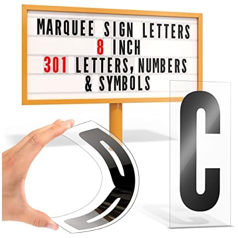 Houseables Marquee Letters, Sign Letters, Plastic Letters For Signs, 8 Inch Character on 9”x4” Panel, 301 PC, Letter Sign, Marquee Sign Letters, Plastic Letters For Letter Board, w/Numbers, Outdoor Cover