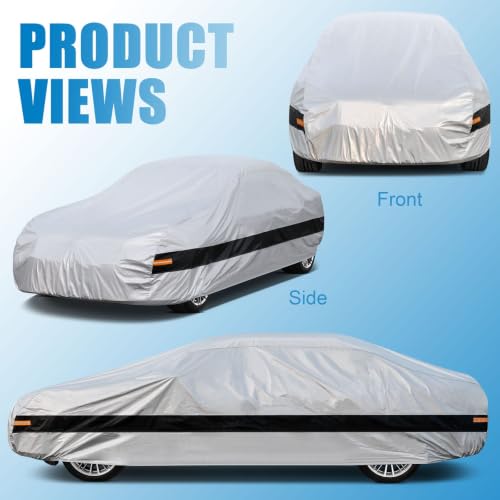 Image of 10 Layer Coupe Car Cover Waterproof All Weather for Automobiles,100% Waterproof Outdoor Car Covers Rain UV Protection.Custom Fit for Dodge Challenger,Ford Thunderbird,Pontiac Firebird,etc