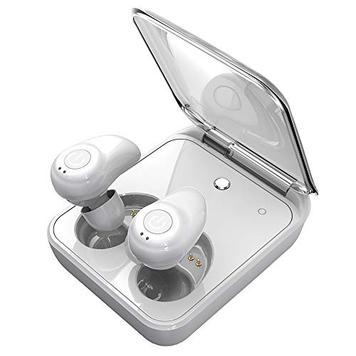 Wireless Earbuds for Android iPhone Bluetooth 5.0 Headphones with Mic 72 Hours Cycle Playtime Auto Pairing Cordless Wireless Earbuds Headset Wireless Earphones with 2000mAh Charging Case - White