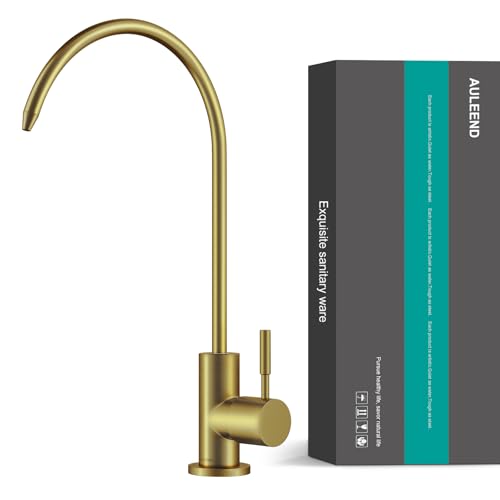 AULEEND Brass Reverse Osmosis Faucet, Sink Water Filter System, Suitable for Most Reverse Osmosis or Water Filtration Systems, Kitchen bar Sink Drinking Faucet (Gold)