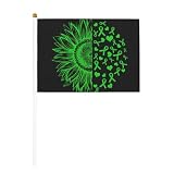 6 Pcs Small Handheld Flags Portable Sunflower Traumatic Brain Injury Awareness Mini Stick Flags 5x8 Inch Lightweight Hand Held Flags For Parade Party Sports Festival Holiday Decoration