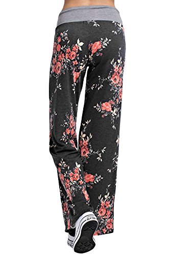 Marilyn & Main Women's Comfy Soft Stretch Floral Polka Dot Pajama Pants (Small, Charcoal Flowered) #TOP1