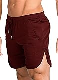 COOFANDY Men's Workout Shorts Quick Dry Fitted Gym Bodybuilding Weightlifting Squatting Active Short Pants with Pockets Dark Red