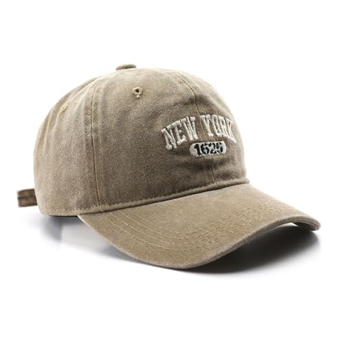 Image of New York Hat Washed Baseball Cap Unisex Sun Hat Adjustable Trucker Cap