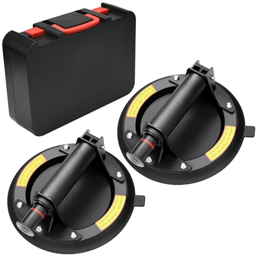 2 Pack 8'Ventosa Para Azulejos, Ventosas para Cristal con Maleta Portátil Ventosa de Vidrio Máx Cargas 200KG,Entosas de Vacío para Levantar Cristales, Mármol y Cerámica