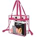 Clear Cross-Body Messenger Shoulder Zippered Bag w Adjustable Strap, NFL & PGA Stadium Security Approved Travel & Gym Clear Tote Bag-12” X 12“ X 6” (Fushcia)