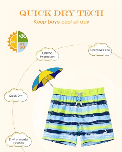 Image of SURF CUZ Surfcuz Little Boys Swim Trunks UPF 50+ Toddler Beach Shorts Swimsuit Kids Quick Dry Swimwear