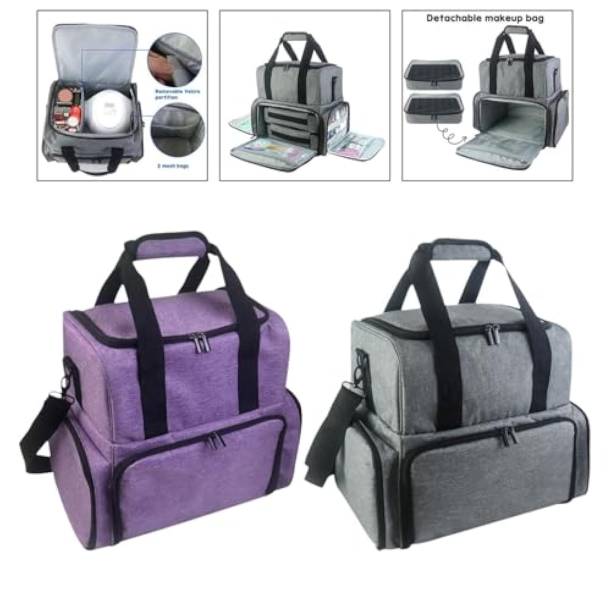 Multi Layer Nail Polish Organizer with Removable Pouch