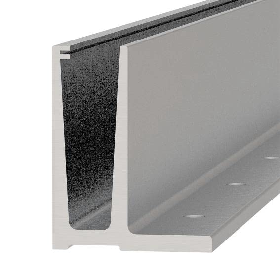 Sellon24® Ganzglasgeländer Glasgeländer Bodenprofil ALU aufgesetzte Bodenmontage Profil Aluminium eloxiert für Glas 12-21,52 mm Vollmaterial AbP geprüft Belastbarkeit G/h: 3 kN - Konfigurator L