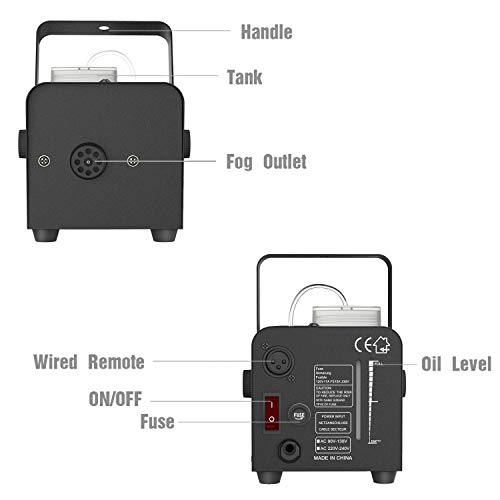 Halloween Fog Machine 500W - Fansteck Wireless Remote Control Smoke Machine 2400 CFM - Perfect for Holiday Party Wedding Christmas Halloween (Black)