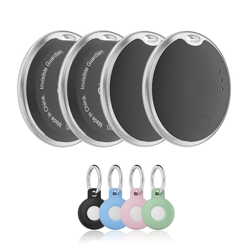 Invisible Guard Finder Tag-4 Pack, Bluetooth Tracker Works with Apple Find My(iOS Only)-Waterproof, Replaceable Battery (BK-4PC)