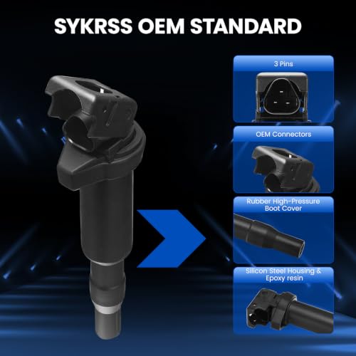 SYKRSS Ignition Coil Pack UF592 – Set of 6 – Compatible with BMW 128i/328i/330i/528i/530i/535i/X3/X5/X6/Z4/1Series M 3.0L L6 & 550i/650i/750i/M5/M6 4.4L V8 – Replaces 12137594937, UF598, UF570 by SYKRSS - Used condition - Image 3