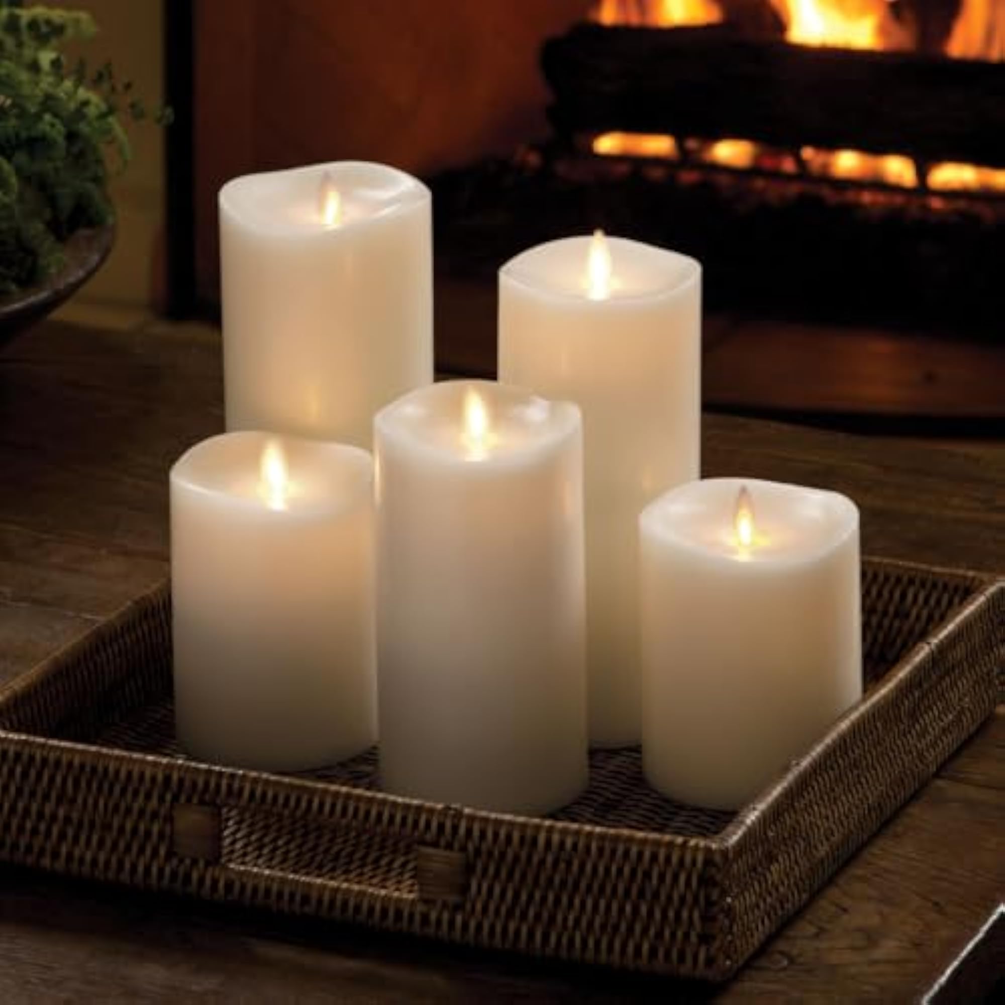 Flameless Candle 4"X7" White Ivory Wax Body
