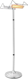 COSTWAY 1500W Infrared Patio Heater - Standing Outdoor Electric Heater, Double-Sided 90° Adjustable, IP65 Waterproof, Tip-Over & Overheat Protection