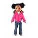 14 Inch Doll Clothes/Clothing | Faux Fur Collar Accessory Jacket Outfit with White T-Shirt and Blue Jeans | Fits American Girl Wellie Wishers Dolls