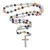 Nazareth Store Chapelet en verre de Murano fait à la main avec perles multicolores Millefiori Rosario Médaille du sol sacré et crucifix en croix #4