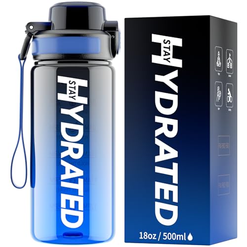 Mevoly Borraccia Bambini 500 ML, Borraccia Palestra con Orari per Bere, Borraccia Sportiva Motivazionale 0,5 L senza BPA, Antigoccia, Trasparente Bottiglia Acqua per Scuola, Trekking, Asilo