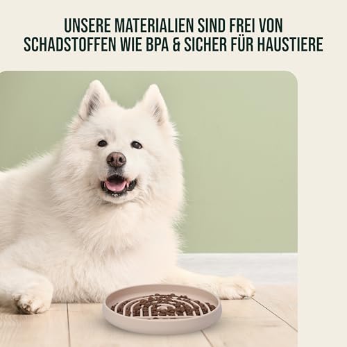 Happilax Antischlingnapf für Hunde – Silikon-Futternapf für langsames Fressen – Fördert Verdauung & mentale Stimulation – Sicher & leicht zu reinigen – 25x4x18 cm, Beige