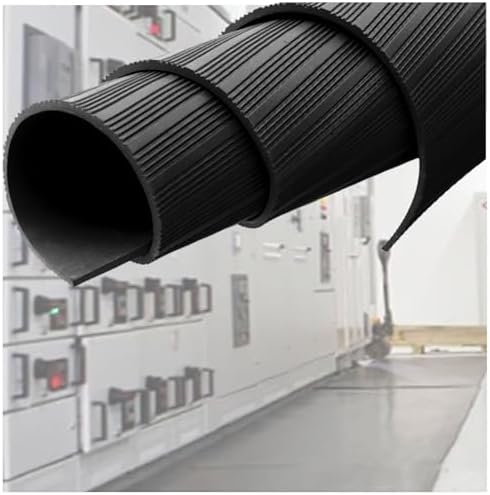 High Voltage Insulating Rubber Floor Mats, Non-Slip Safety Matting for Home & Commercial Use, 1.5m x 5mm, Red, Electric Shock Protection
