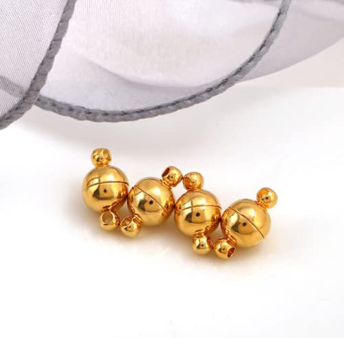 Dnhcll 10Pcs 8Mm Jewelry Magnetic Clasps Round Magnetic Clasps For Bracelet Necklace Making Magnet Converter, Diy Jewelry Accessories (Gold) #TOP3