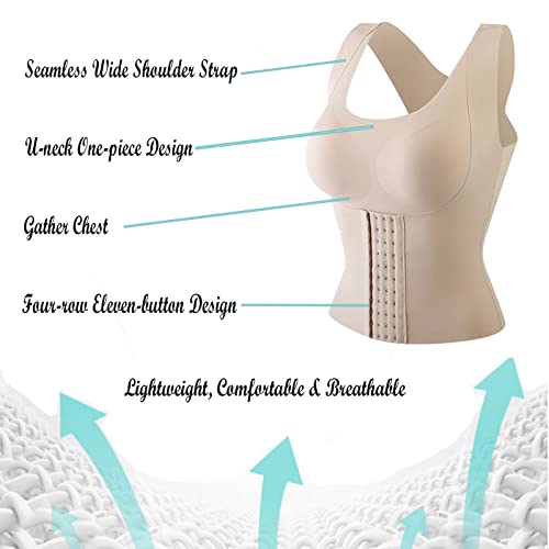 Aiminuo Waist Trainer Bra 3-In-1,Tummy Control Shapewear,Corset Waist Trainer,Adjustable Snatch Bra,Buttoned Bra Shapewear(Beige Xxl) #TOP2