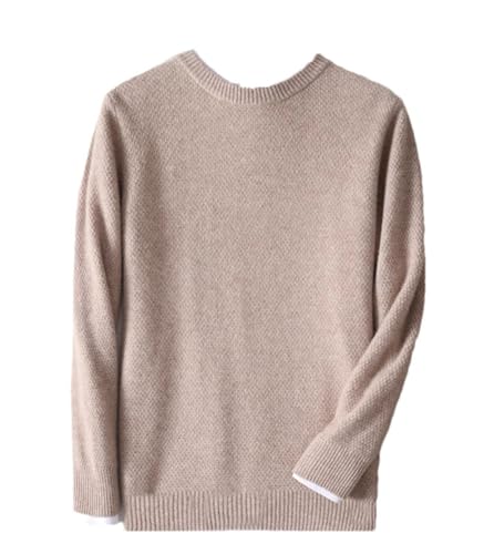 Men's Solid Merino Wool Sweater Round Neck Pullover Thickened Knitted Loose Base Layer Top