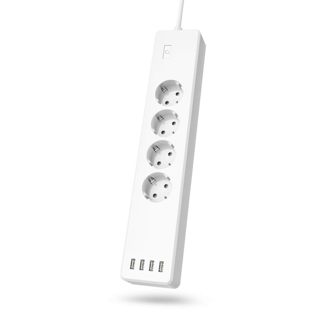Hama Multiprise Wi-FI à 4 Prises (multiprise Fonctionne sans hub, commutable Individuellement, multiprise avec USB, multiprise avec Protection Contre Les surcharges, Commande vocale et par