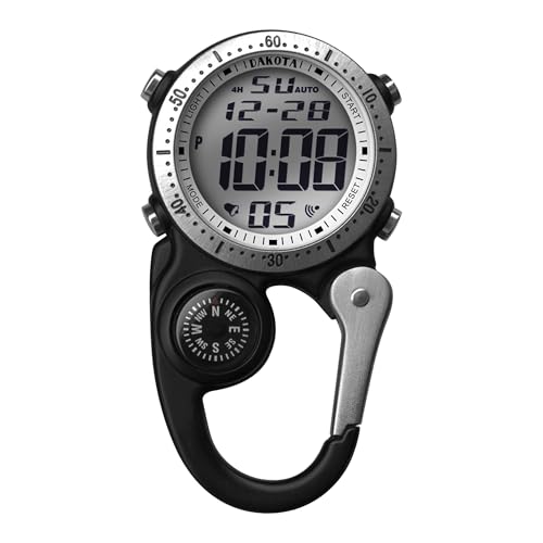 Dakota Digital Backpacker Clip Watch, Alarm, Stopwatch, Timer and Dual Time, Outdoor Gifts for Men and Women, Tactical Digital Watch by Dakota - Used condition - US$58.95