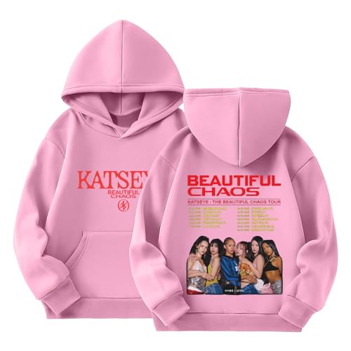 JWNYJFB Kids Katseye Hoodies 2026 Trendy Y2K Graphic Shirts Unisex Music Album KATSEYE Merch Pullover Long Sleeves Hooded Sweatshirts Beautiful Chaos Tour for Fans 11-12 Years