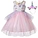 Produktbild UrbanDesign Mädchen Prinzessin Kleid Verkleidung Kleid Partei Kostüm Einhorn (3-4 Jahre, Pink)