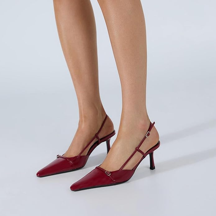 MAVMAX Slingback Heels for Women Kitten Heels with Bow Pointed Close Toe Pumps Dress Party Heeled Sexy Wedding Shoes - Image 7