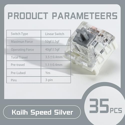 Commutateurs Kailh Speed argenté 3 broches linéaires 40gf pour clavier de jeu - 2