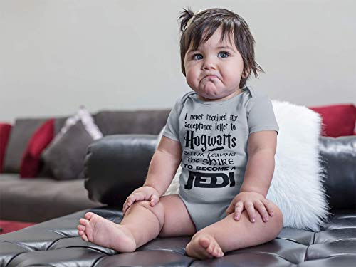 Beegeetees I Never Received My Acceptance Letter Funny Wizard Romper Baby Bodysuit (12 Months, Gray) #TOP1