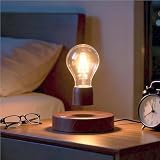 VGAzer Magnetic Levitating Floating Wireless LED Light Bulb Desk Lamp for Unique Gifts, Room Decor, Night Light, Home Office Decor Desk Tech Toys (Round Wooden Base..)