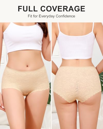 Aijolen Women's Lace Boyshort Underwear Sexy Feminine Panties 5 Pack - image 3