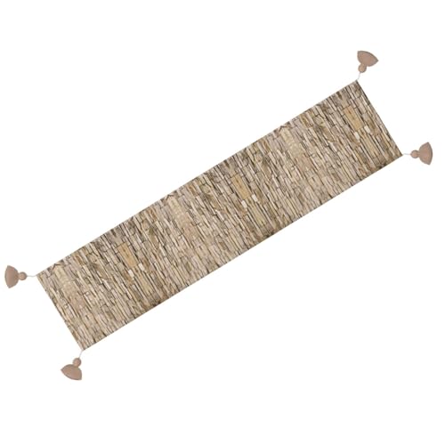Chemin de table en macramé avec pompons faits main pour déco bohème