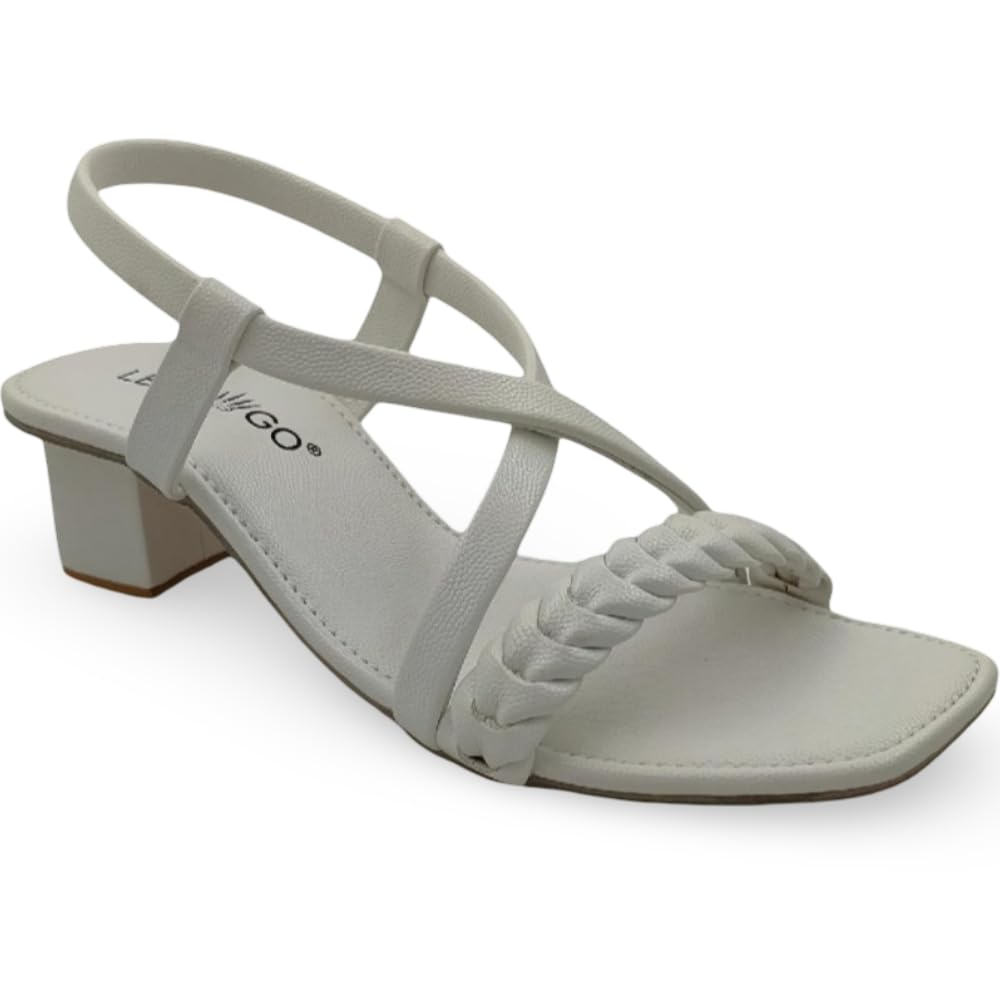 Comfortable White Block Heel Sandals | Cross Strap Slip-On for Women | Ideal for Daily & Ethnic Wear-image-0