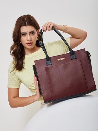Image of Fargo Amara Vegan Leather Tote Bag for Women | Laptop Compartment, RFID Pockets, YKK Zipper, Large Office Handbag | Shoulder Bag for College & Daily Use | Made in India