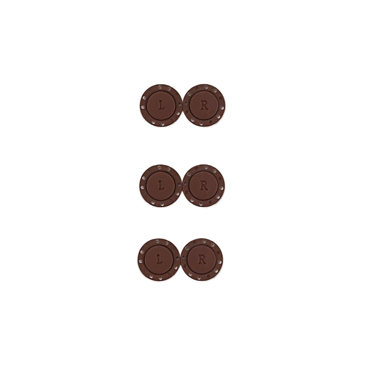 Magnetic Press Studs 3 Pairs (6Pcs) Magnetic Buttons Snaps, Strong Invisible Clasps for Clothes Bags Down Jackets Coats(Light Brown)