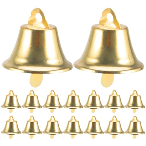 Cabilock 16pcs Gold Bells Metal Jingle Bells Mini Bells 2 Inch Craft Bells for DIY Wind Chime Making Christmas Wedding Party Wreath Decoration